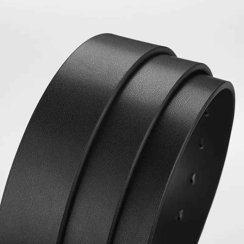 Men's Black Genuine Leather Rotatable Buckle Belt - Image 5