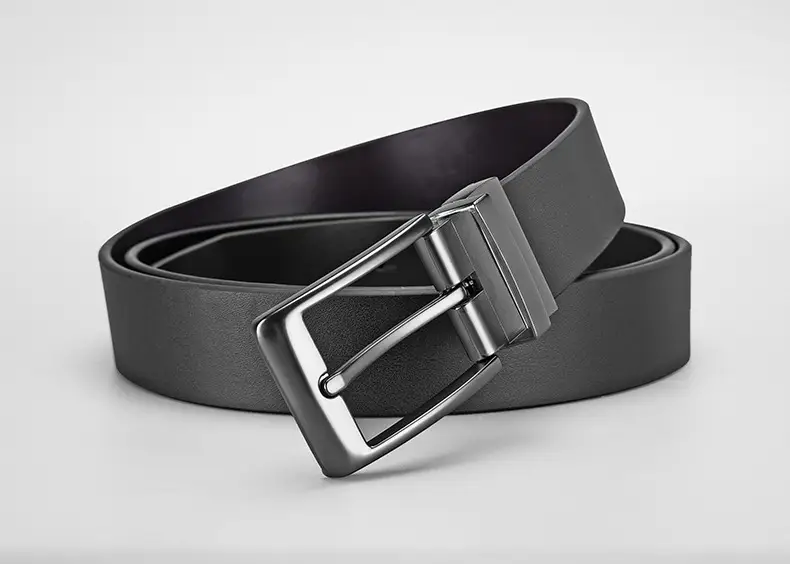 Men's Black Genuine Leather Rotatable Buckle Belt — feature 4