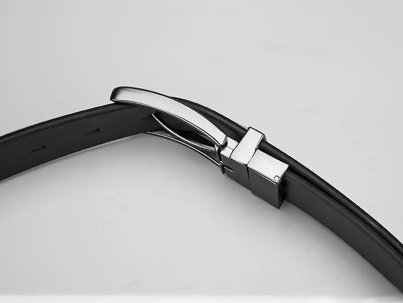 Men's Black Genuine Leather Rotatable Buckle Belt — feature 5