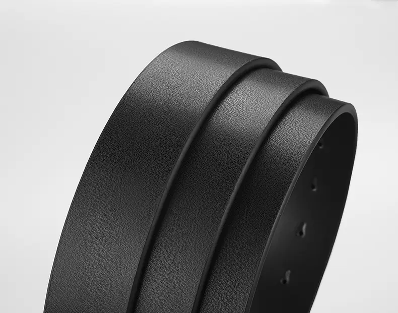 Men's Black Genuine Leather Rotatable Buckle Belt — feature 6