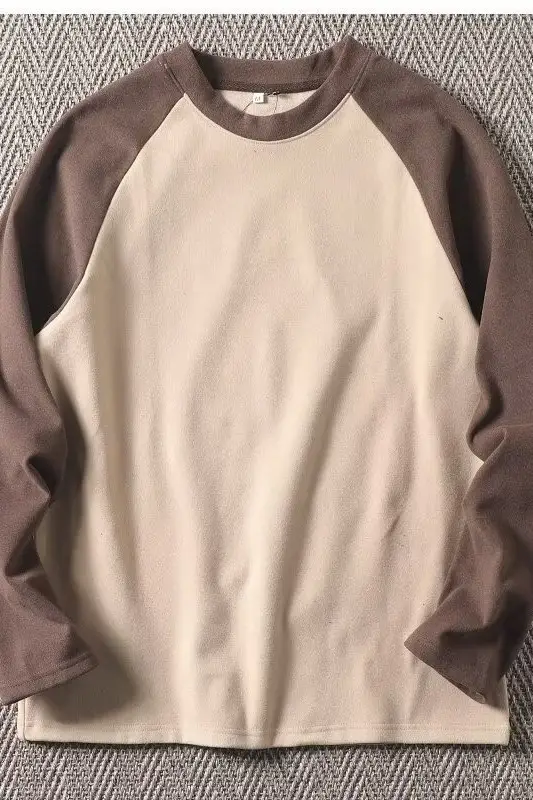 Men's Velvet Thermal Long Sleeve T-Shirt Brown Beige — feature 17