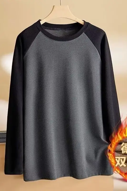 Men's Velvet Thermal Long Sleeve T-Shirt Brown Beige — feature 23