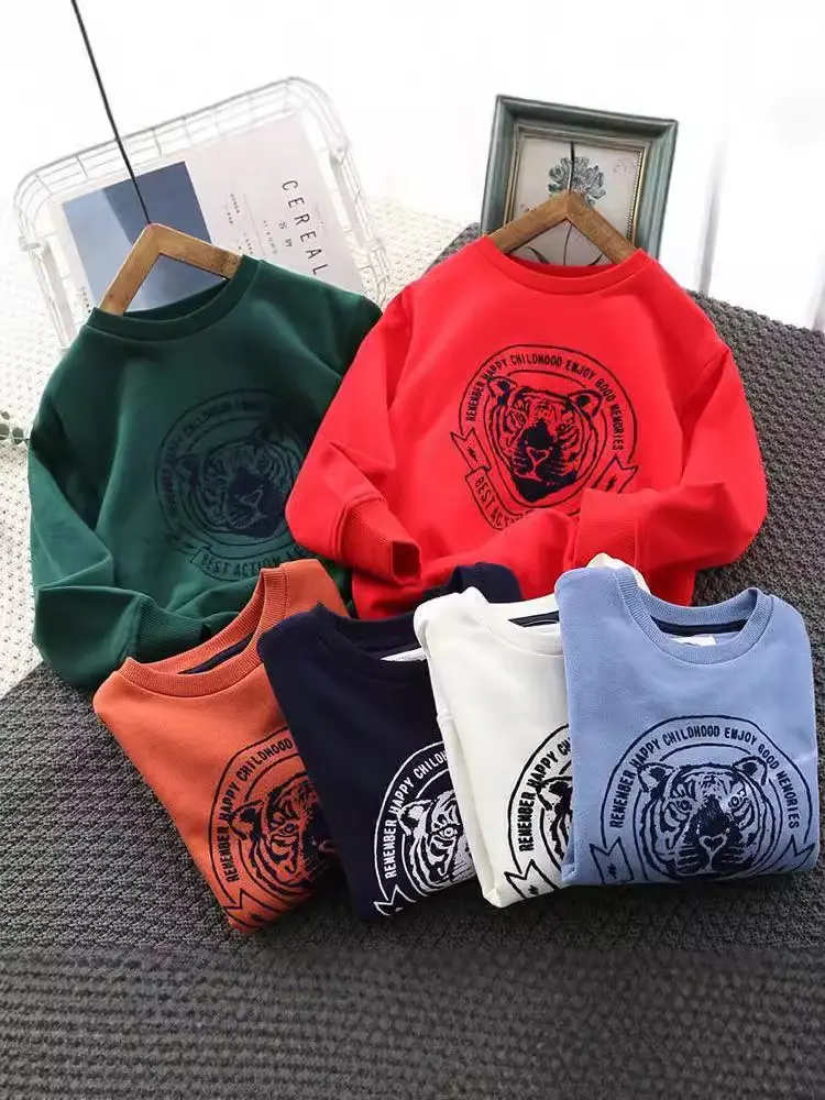 Boys Orange Cartoon Sweatshirt Navy 2025 Spring Autumn - Image 5
