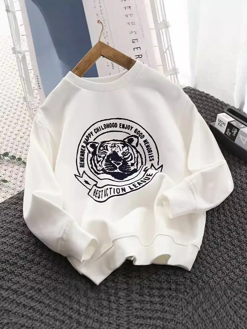 Boys Orange Cartoon Sweatshirt Navy 2025 Spring Autumn - Image 6