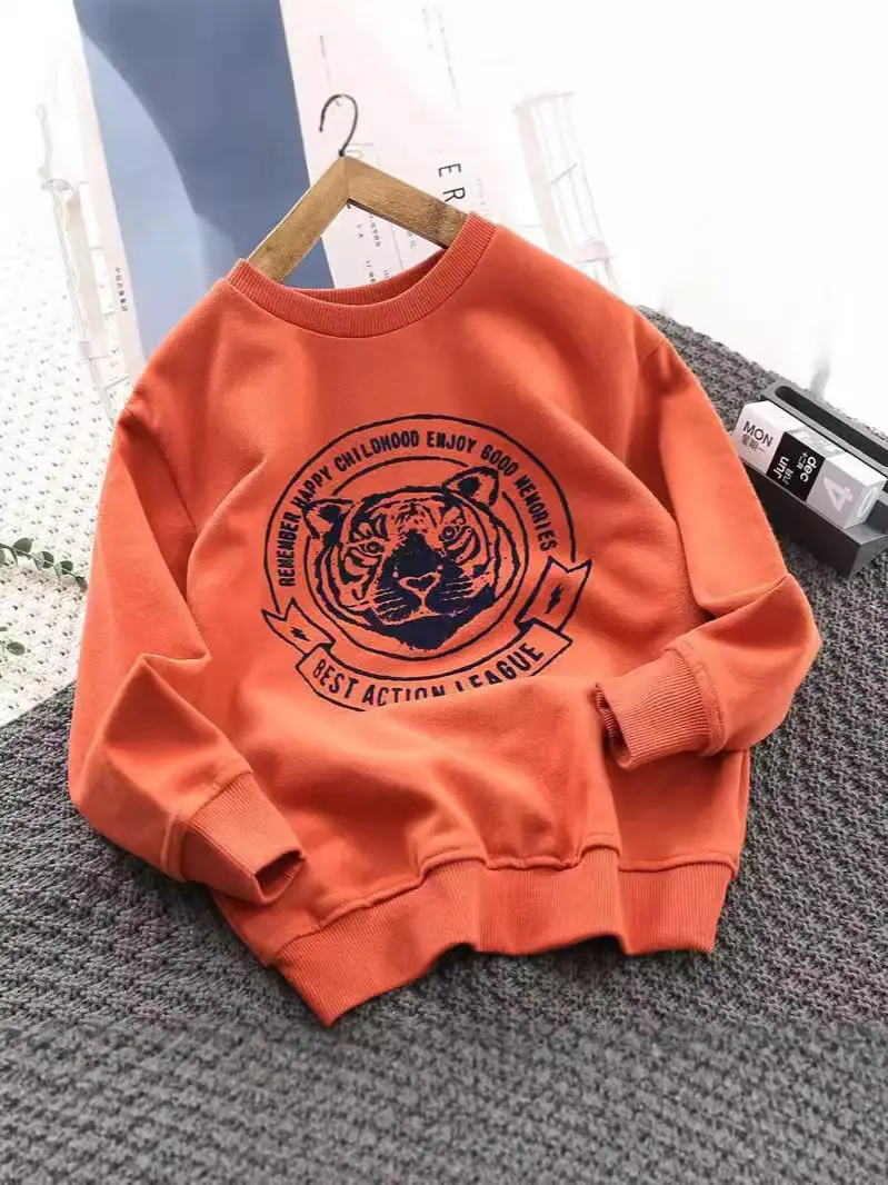 Boys Orange Cartoon Sweatshirt Navy 2025 Spring Autumn - Image 7