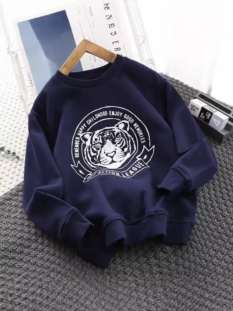 Boys Orange Cartoon Sweatshirt Navy 2025 Spring Autumn - Image 8