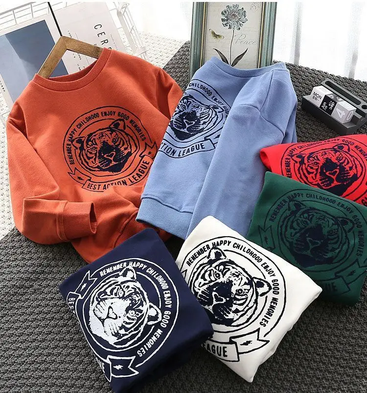 Boys Orange Cartoon Sweatshirt Navy 2025 Spring Autumn — feature 1