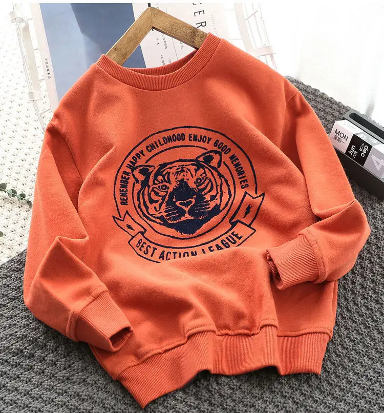 Boys Orange Cartoon Sweatshirt Navy 2025 Spring Autumn — feature 14