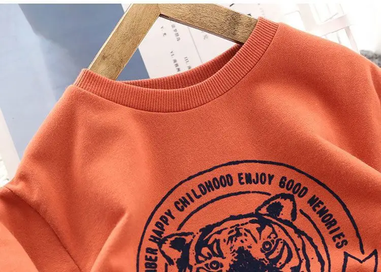 Boys Orange Cartoon Sweatshirt Navy 2025 Spring Autumn — feature 15