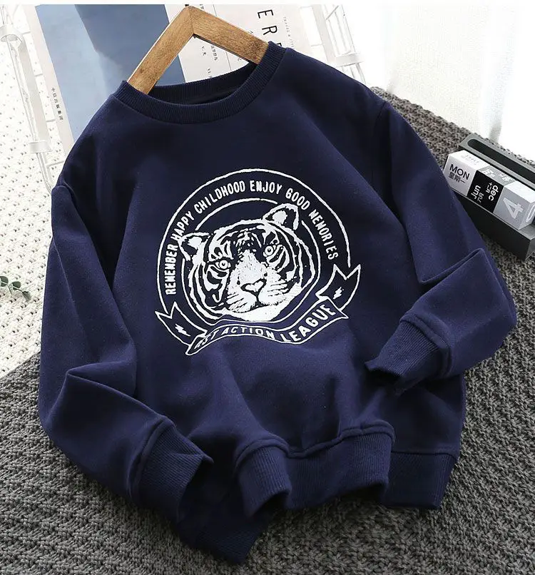 Boys Orange Cartoon Sweatshirt Navy 2025 Spring Autumn — feature 3
