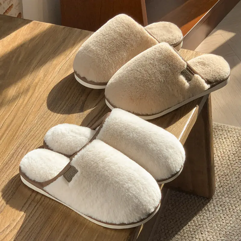 Amazon Slippers Winter Plush Cross Belt Slippers Cotton Indoor Warm Extras Mao Mao Slippers Women Imitation Rabbit Fur Slippers