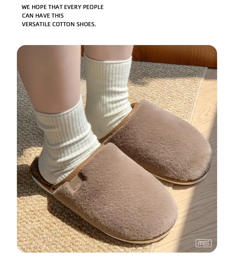 Amazon Slippers Winter Plush Cross Belt Slippers Cotton Indoor Warm Extras Mao Mao Slippers Women Imitation Rabbit Fur Slippers — feature 8