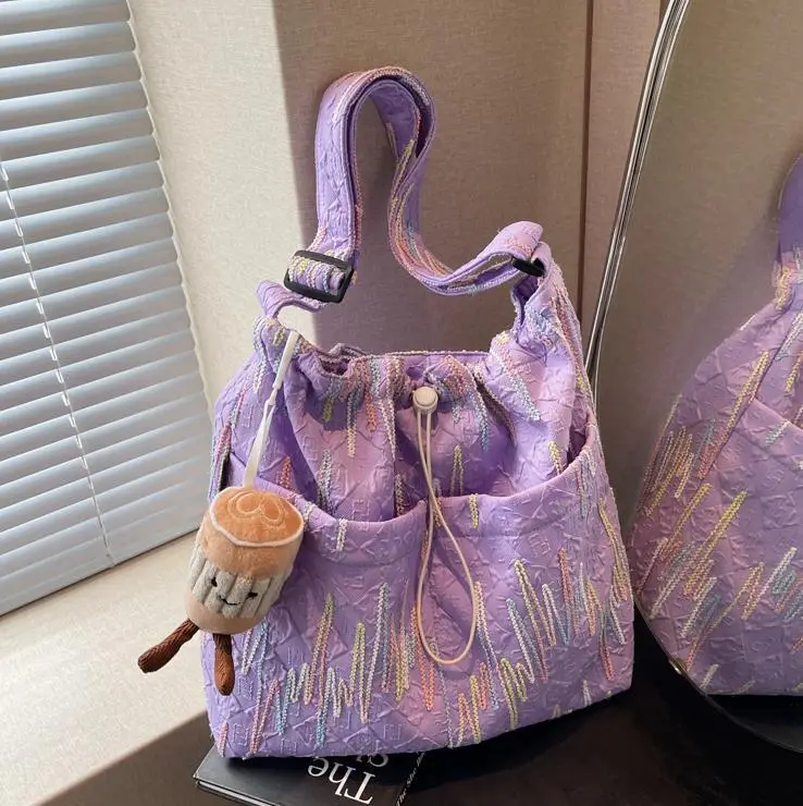 Casual Pink Embroidered Crossbody Bag for Women