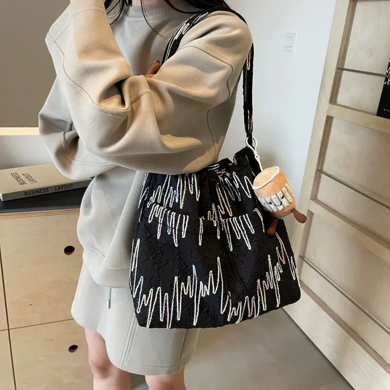 Casual Pink Embroidered Crossbody Bag for Women