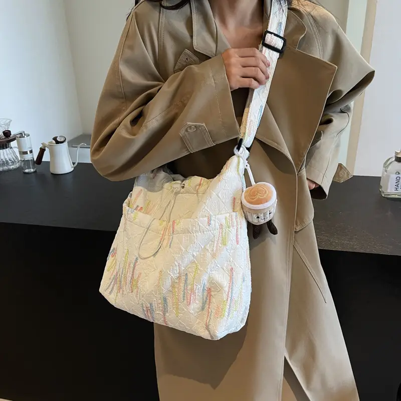 Casual Pink Embroidered Crossbody Bag for Women