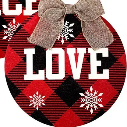 Christmas Wooden Door Decor with Bow and Stars - Image 4
