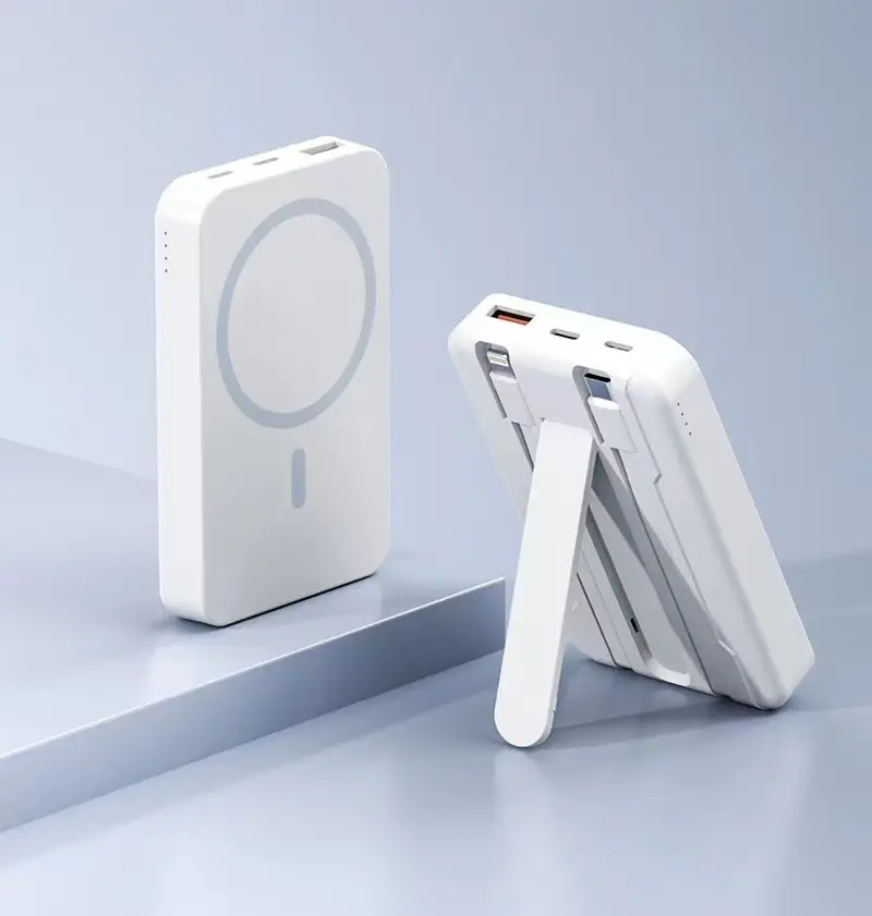 New mini magsafe magnetic wireless charging treasure PD fast charging 20w self-belt line fast charging mobile power bracket — feature 19