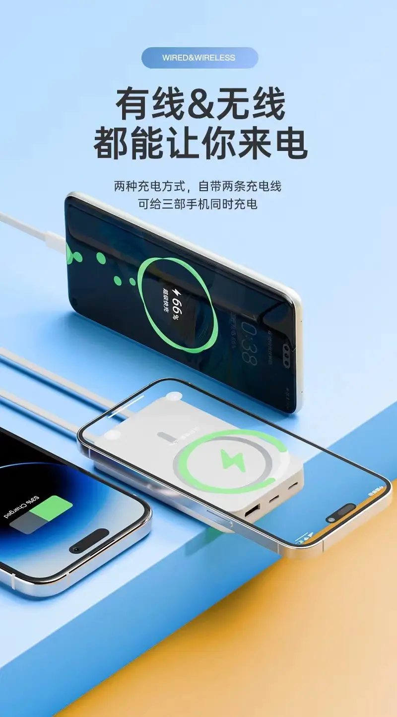 New mini magsafe magnetic wireless charging treasure PD fast charging 20w self-belt line fast charging mobile power bracket — feature 4