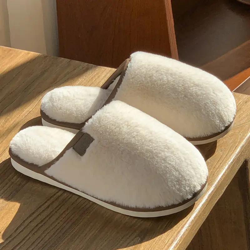 Cross-border home cotton slippers women's autumn and winter new indoor imitation rabbit fur fleece-lined warm non-slip wear-resistant lovers slippers