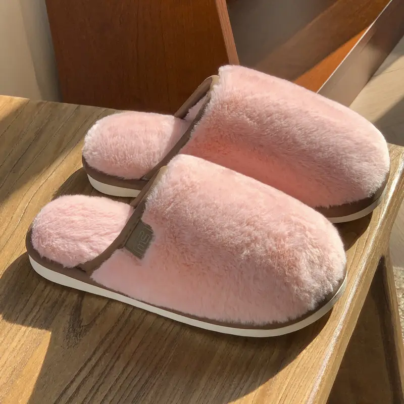 Cross-border home cotton slippers women's autumn and winter new indoor imitation rabbit fur fleece-lined warm non-slip wear-resistant lovers slippers