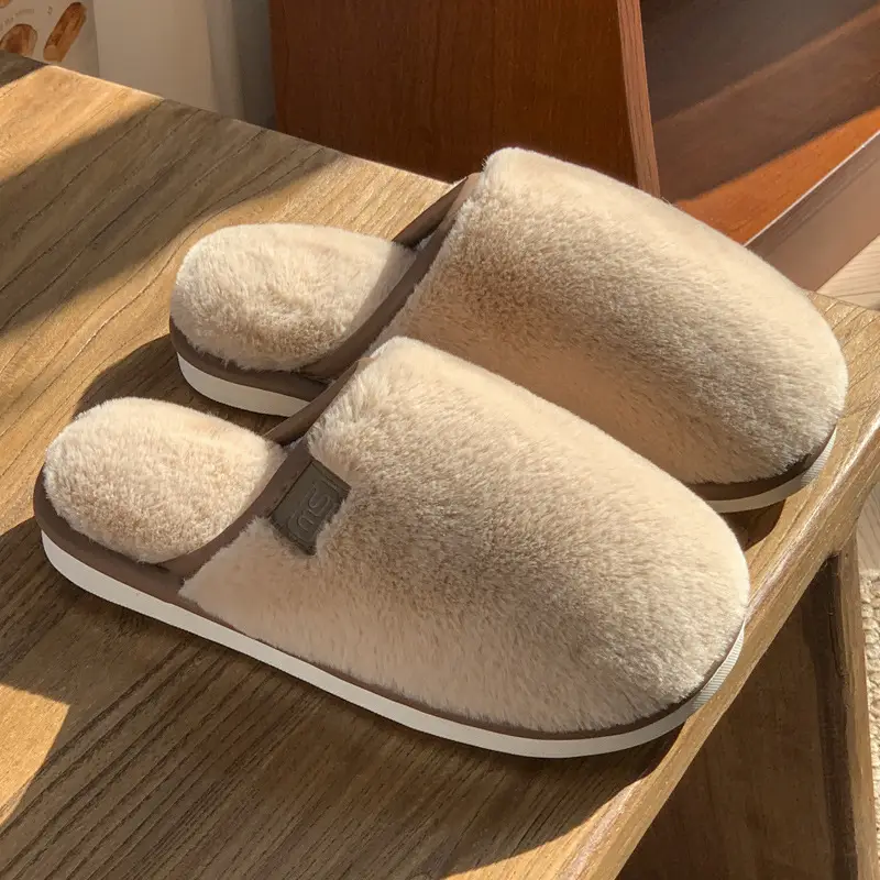 Cross-border home cotton slippers women's autumn and winter new indoor imitation rabbit fur fleece-lined warm non-slip wear-resistant lovers slippers