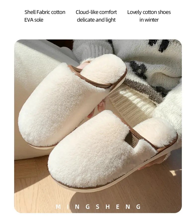 Cross-border home cotton slippers women's autumn and winter new indoor imitation rabbit fur fleece-lined warm non-slip wear-resistant lovers slippers — feature 3