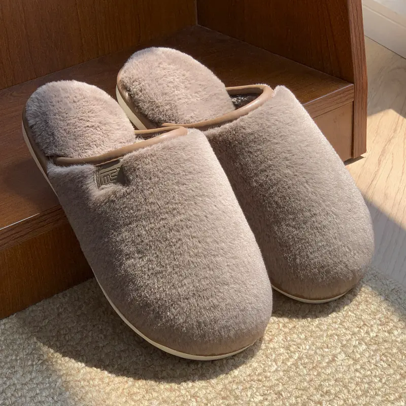 Cross-border home cotton slippers women's autumn and winter new indoor imitation rabbit fur fleece-lined warm non-slip wear-resistant lovers slippers