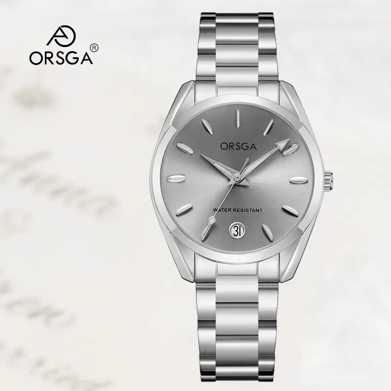 Orsga Silver Ladies Luxury Quartz Calendar Watch - Image 32