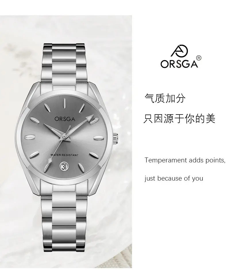 Orsga Silver Ladies Luxury Quartz Calendar Watch — feature 9