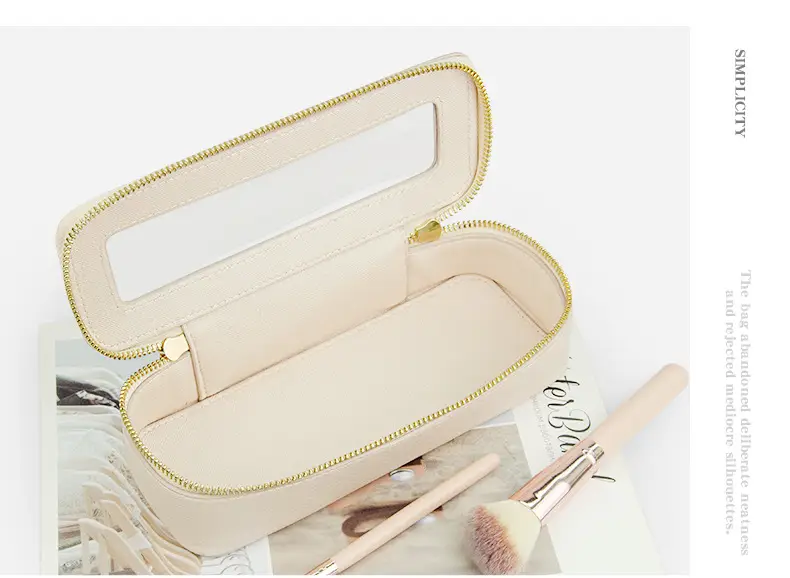 PVC Transparent Makeup Brush Storage Box Pink Gold Cream β feature 10