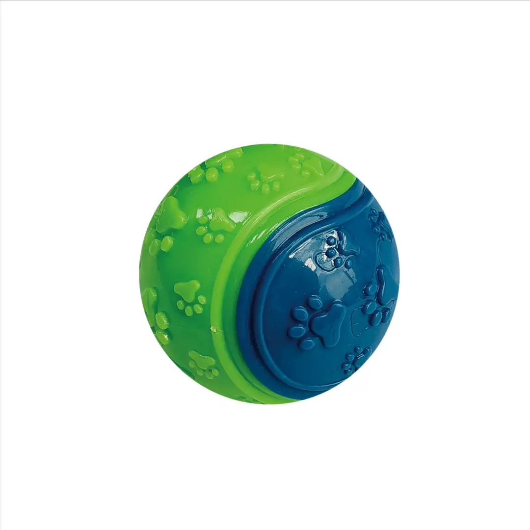 Factory direct sales two-color footprint pet ball sound relief molars bite-resistant elastic ball - Image 3