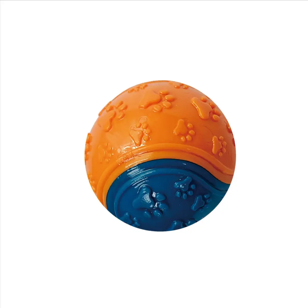 Factory direct sales two-color footprint pet ball sound relief molars bite-resistant elastic ball - Image 2