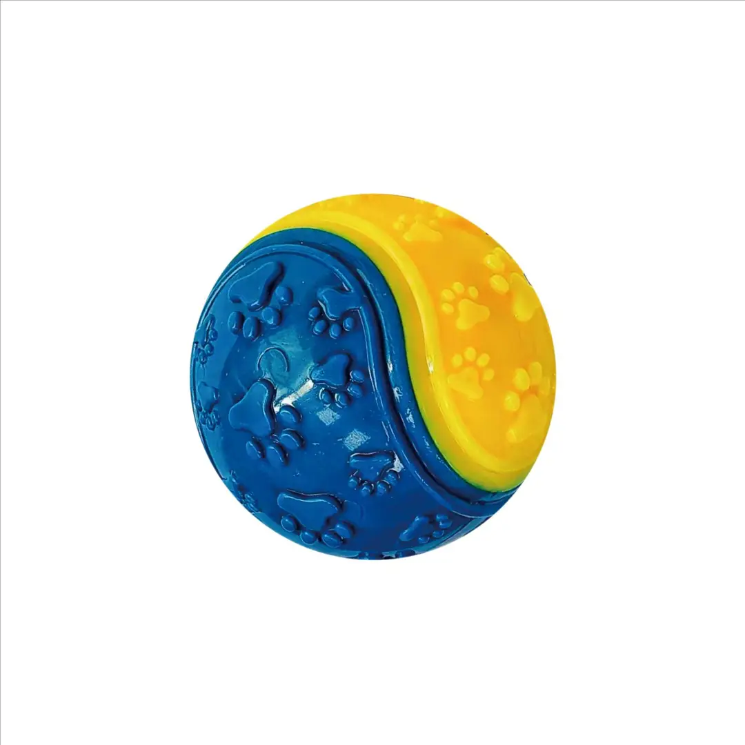 Factory direct sales two-color footprint pet ball sound relief molars bite-resistant elastic ball - Image 4