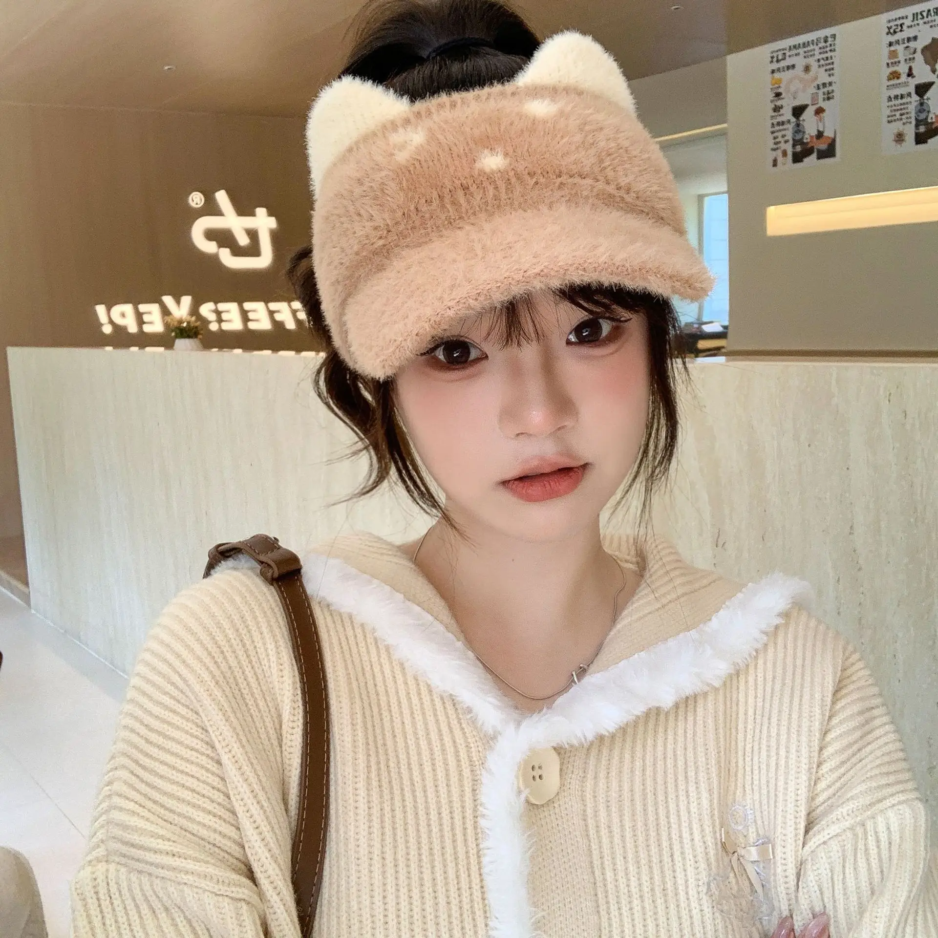 Women Fleece Warm Knitted Wool Hat All-match Autumn Winter