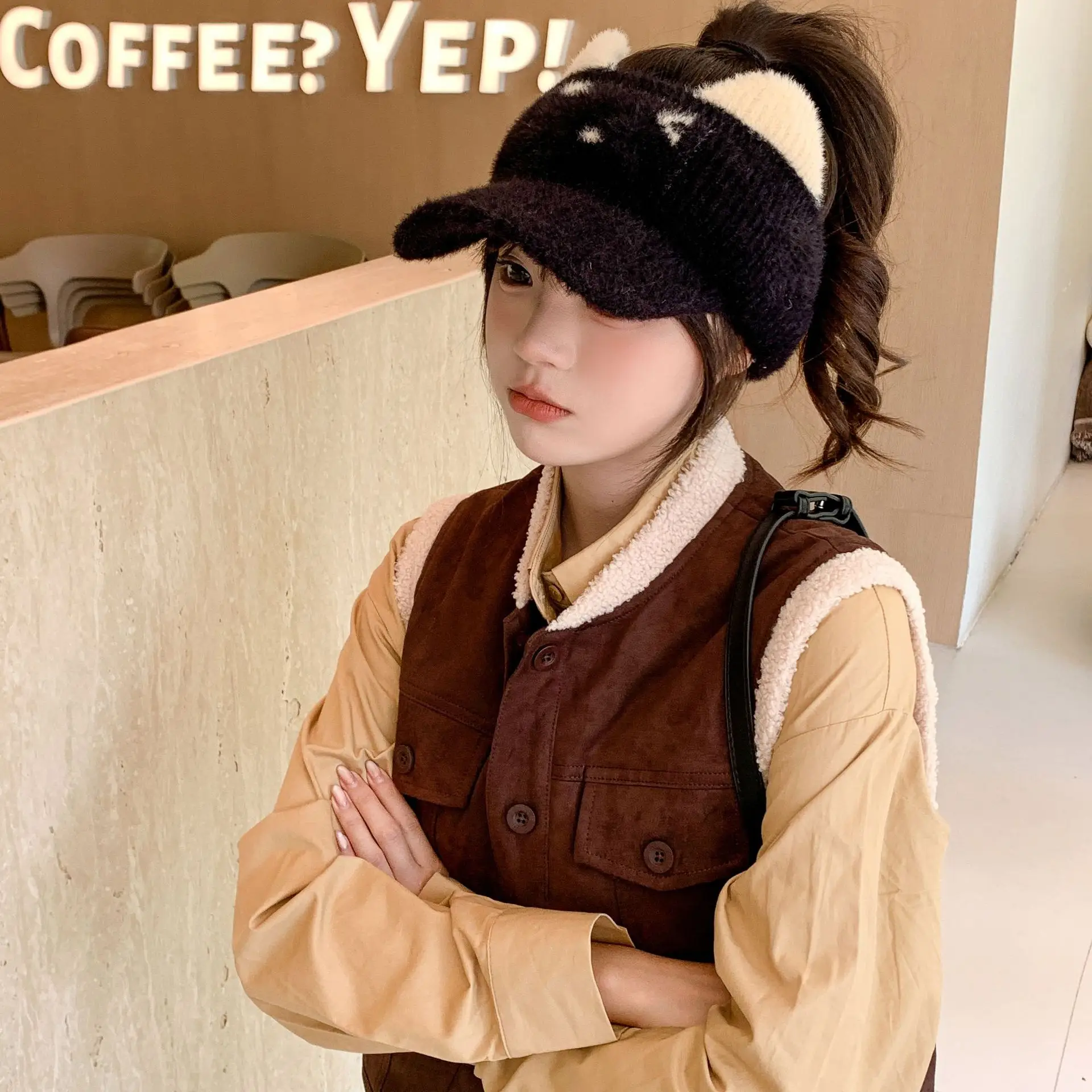 Women Fleece Warm Knitted Wool Hat All-match Autumn Winter