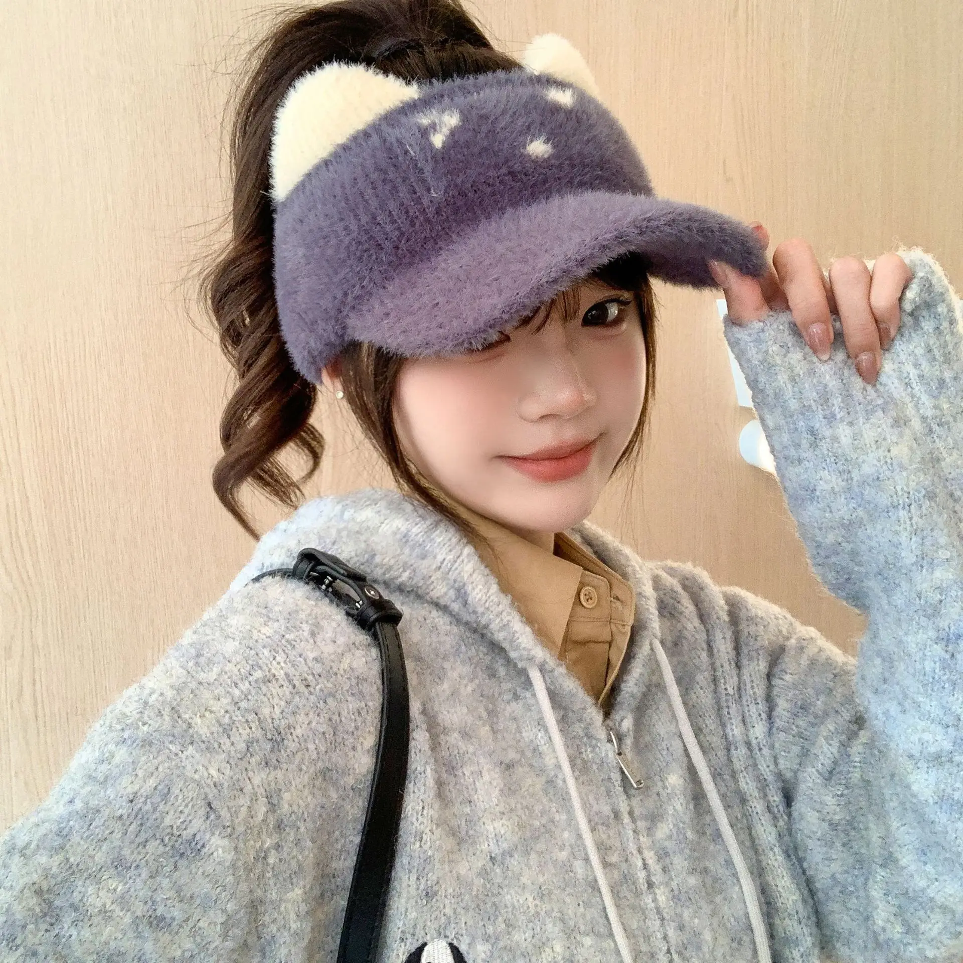 Women Fleece Warm Knitted Wool Hat All-match Autumn Winter — feature 1