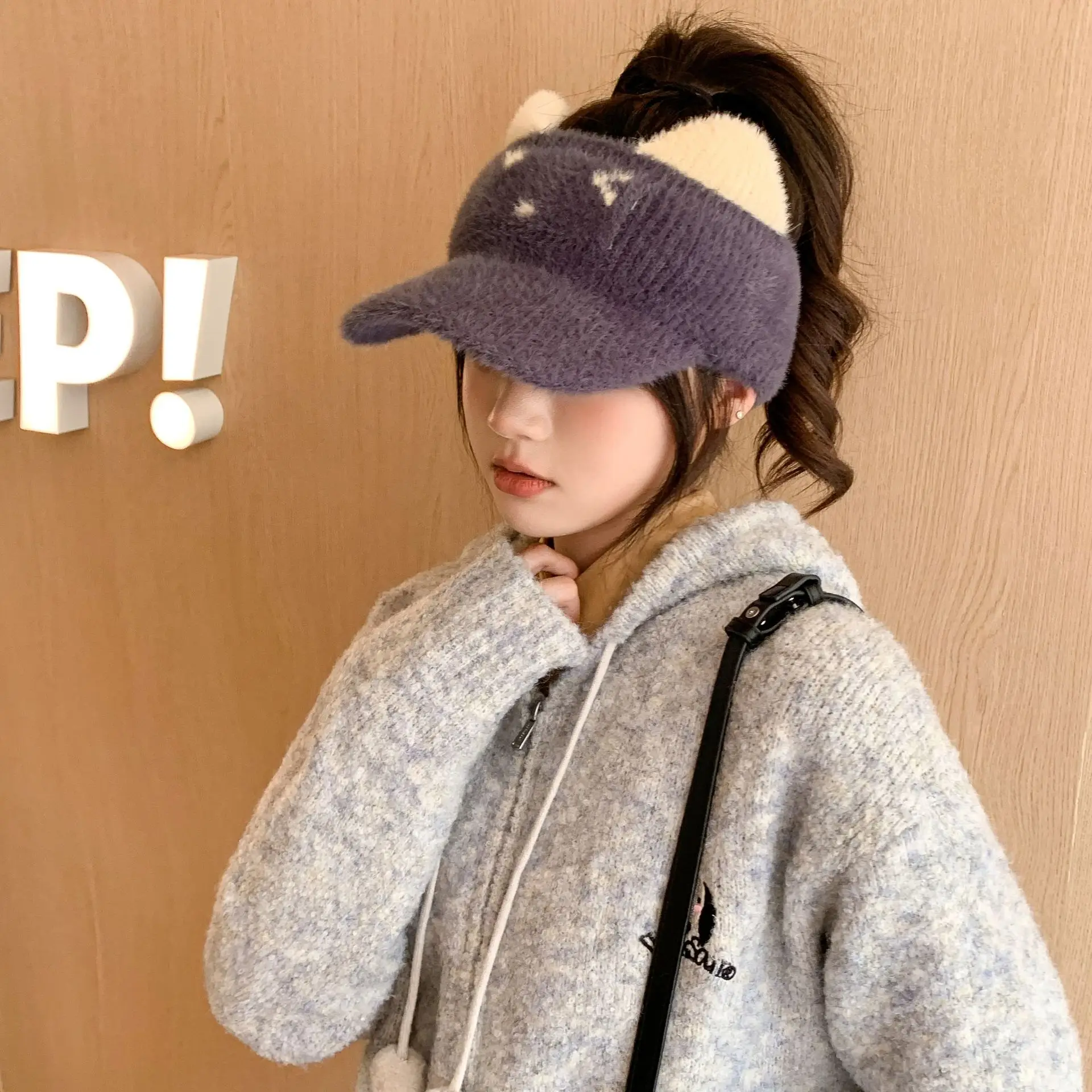 Women Fleece Warm Knitted Wool Hat All-match Autumn Winter — feature 3