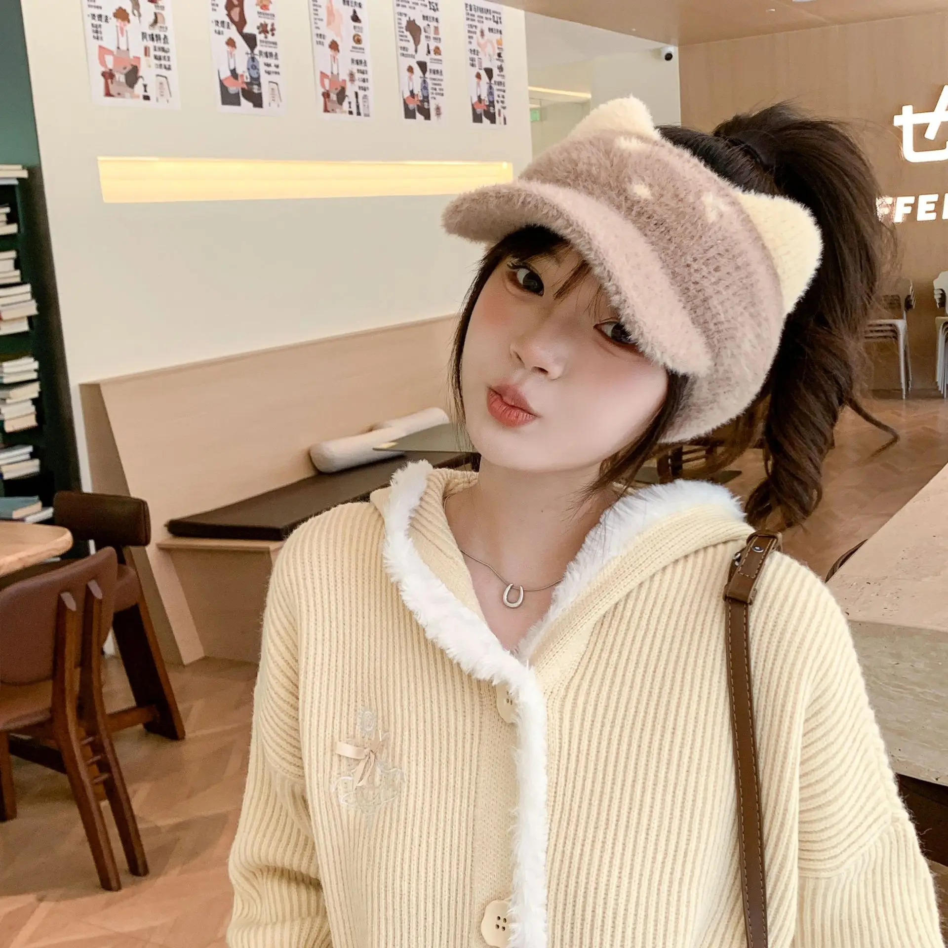 Women Fleece Warm Knitted Wool Hat All-match Autumn Winter — feature 6