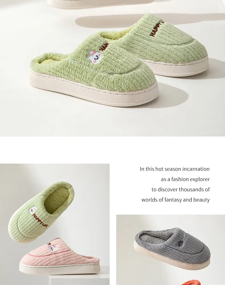 Cotton Slippers Men's Winter Indoor Home Non-slip Fluffy Slippers Thick Bottom with Fluffy Warm Cotton Slippers Men's Outer Wear — feature 20