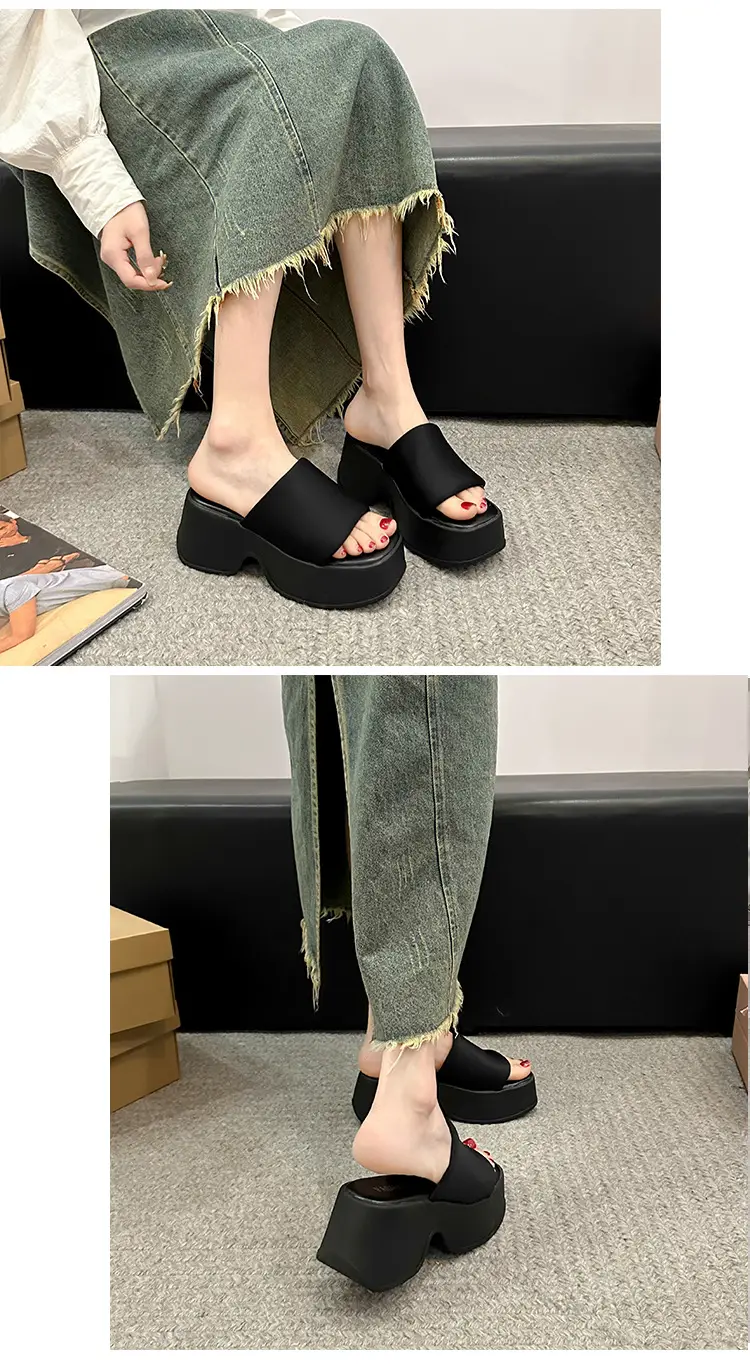 Thick-Soled Slippers for Women's Summer Outer Wear Wholesale New Internet Celebrity Super Hot Sandals Women's High-Heeled Beach Sandals Slippers — feature 10