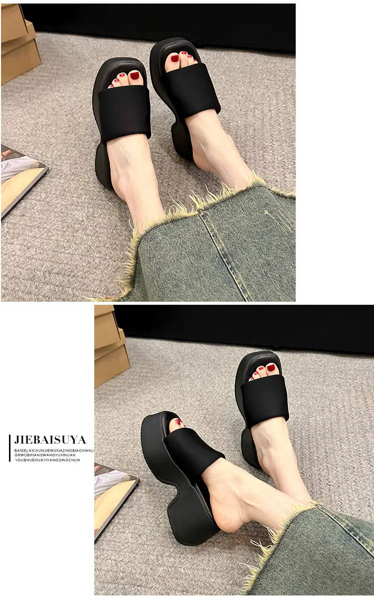 Thick-Soled Slippers for Women's Summer Outer Wear Wholesale New Internet Celebrity Super Hot Sandals Women's High-Heeled Beach Sandals Slippers — feature 11