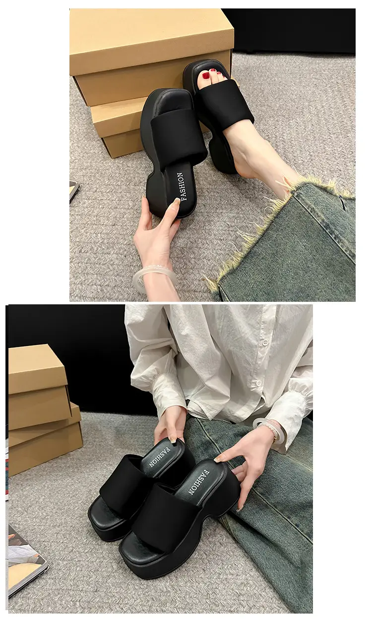 Thick-Soled Slippers for Women's Summer Outer Wear Wholesale New Internet Celebrity Super Hot Sandals Women's High-Heeled Beach Sandals Slippers — feature 12