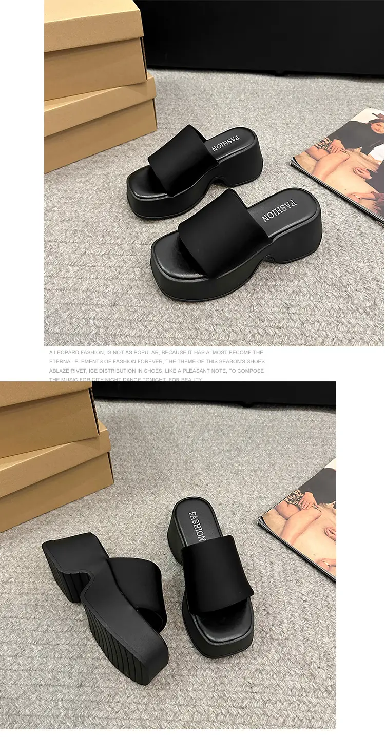 Thick-Soled Slippers for Women's Summer Outer Wear Wholesale New Internet Celebrity Super Hot Sandals Women's High-Heeled Beach Sandals Slippers — feature 13