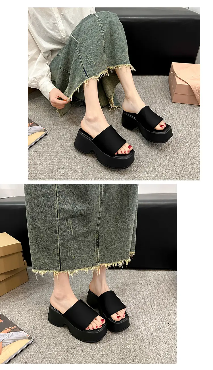 Thick-Soled Slippers for Women's Summer Outer Wear Wholesale New Internet Celebrity Super Hot Sandals Women's High-Heeled Beach Sandals Slippers — feature 8