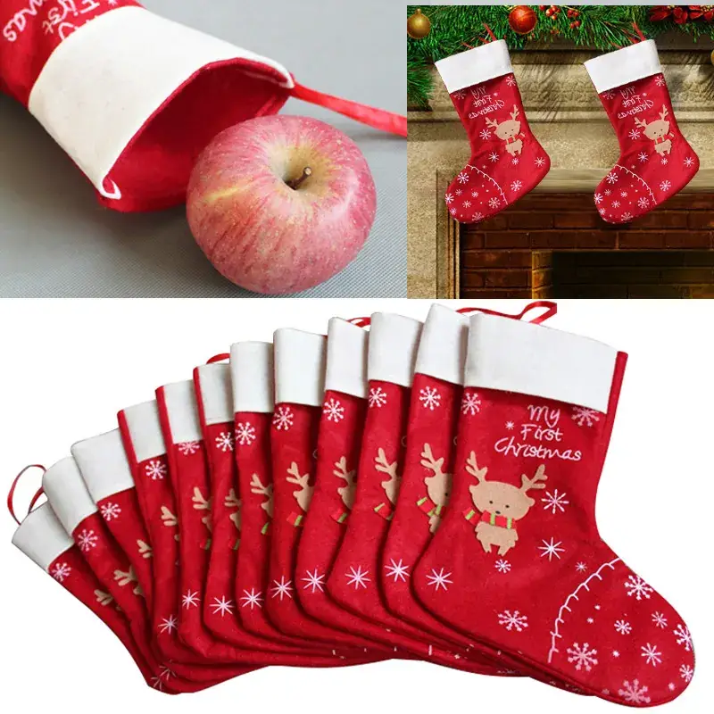 Felt Christmas Socks Red Small Gift Bag - Image 4