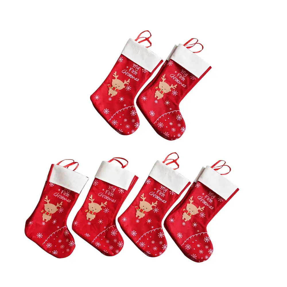 Felt Christmas Socks Red Small Gift Bag - Image 2
