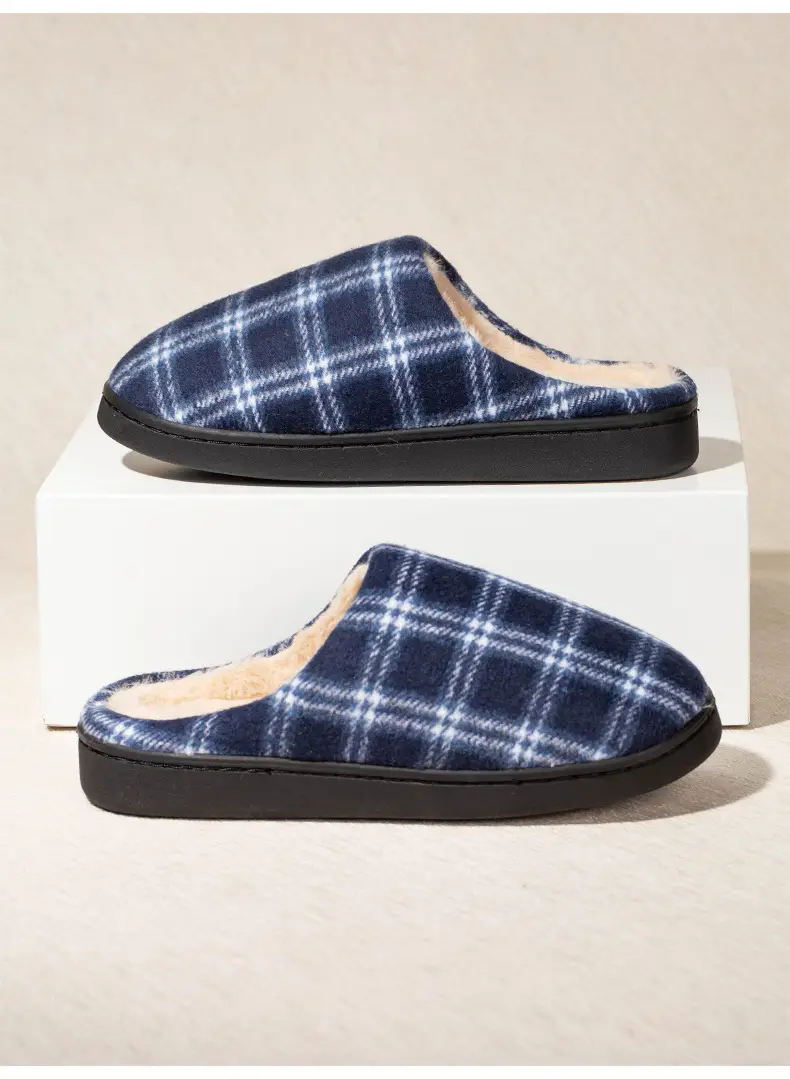 Cross-border Household Mao Mao Slippers Winter Warm Woolen Plaid Cotton Slippers Thickened Non-slip Soft-soled Cotton Shoes — feature 12