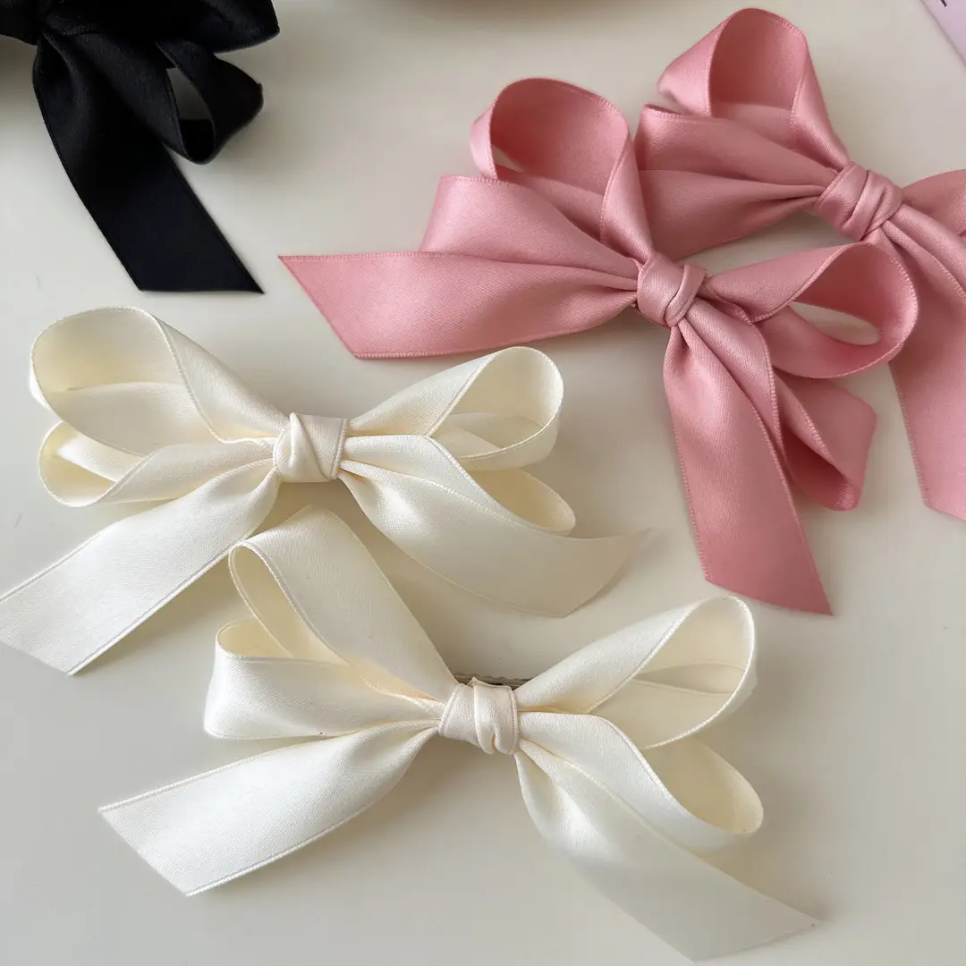 Jisoo Jisoo's Same Style Black Bow Hairpin Preppy Style Streamer Double Ponytail Hair Accessories Girl Ribbon Hairpin — feature 7