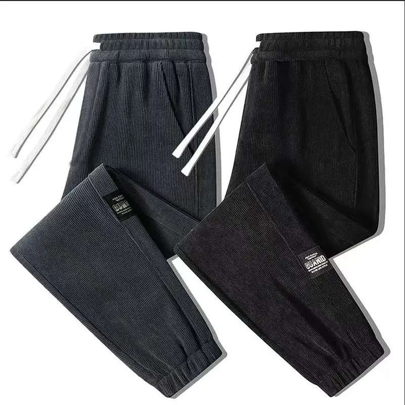 Men's Black Fleece Lined Jogger Pants Autumn Winter - Image 9