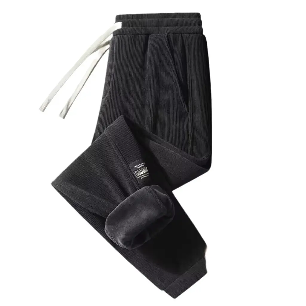 Men Fleece Lined Casual Pants Black Heavy Warm - Image 10